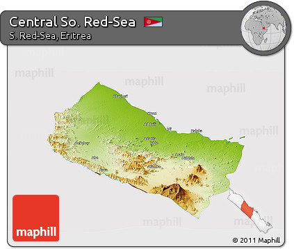 Physical Panoramic Map of Central So. Red-Sea, cropped outside