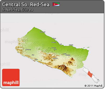 Physical Panoramic Map of Central So. Red-Sea, cropped outside