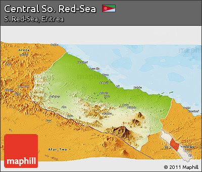 Physical Panoramic Map of Central So. Red-Sea, political outside