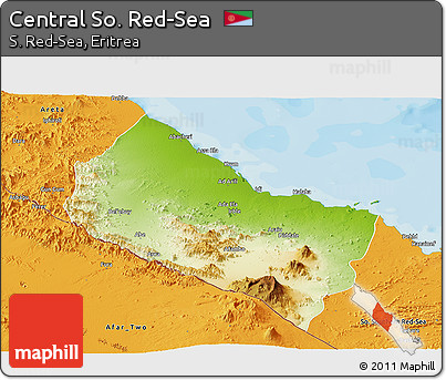 Physical Panoramic Map of Central So. Red-Sea, political outside