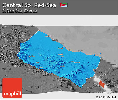 Political Panoramic Map of Central So. Red-Sea, darken, desaturated