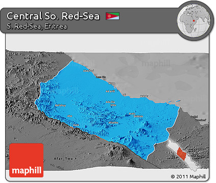 Political Panoramic Map of Central So. Red-Sea, darken, desaturated