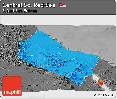 Political Panoramic Map of Central So. Red-Sea, darken, desaturated