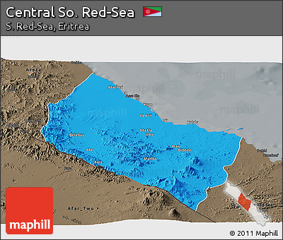 Political Panoramic Map of Central So. Red-Sea, darken, semi-desaturated