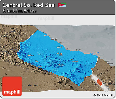 Political Panoramic Map of Central So. Red-Sea, darken, semi-desaturated