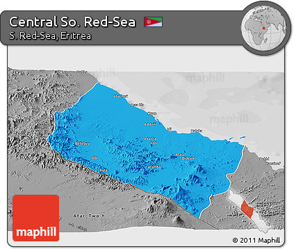 Political Panoramic Map of Central So. Red-Sea, desaturated