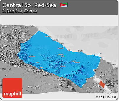 Political Panoramic Map of Central So. Red-Sea, desaturated