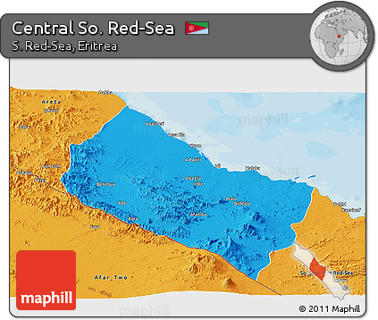 Political Panoramic Map of Central So. Red-Sea