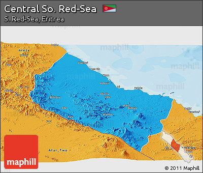 Political Panoramic Map of Central So. Red-Sea
