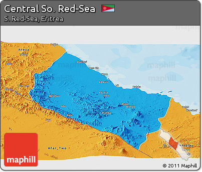 Political Panoramic Map of Central So. Red-Sea