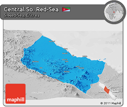 Political Panoramic Map of Central So. Red-Sea, lighten, desaturated