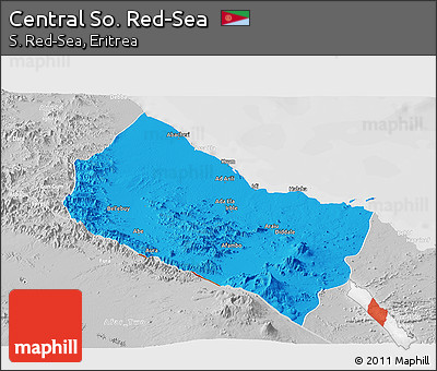 Political Panoramic Map of Central So. Red-Sea, lighten, desaturated