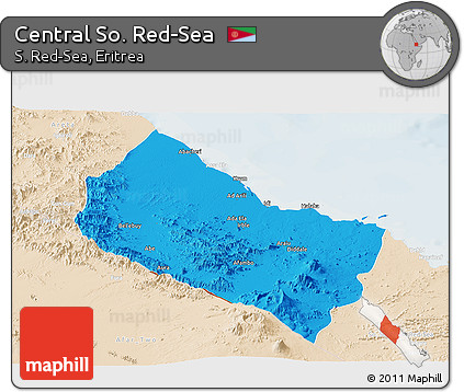 Political Panoramic Map of Central So. Red-Sea, lighten