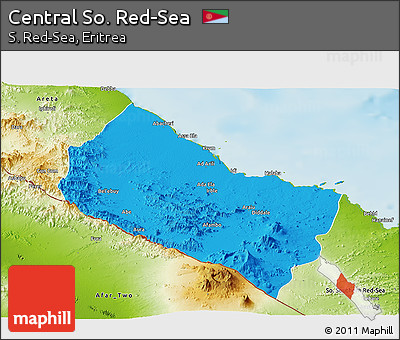Political Panoramic Map of Central So. Red-Sea, physical outside