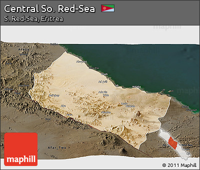 Satellite Panoramic Map of Central So. Red-Sea, darken