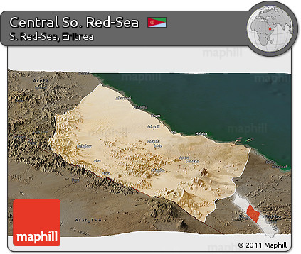 Satellite Panoramic Map of Central So. Red-Sea, darken