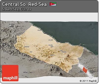 Satellite Panoramic Map of Central So. Red-Sea, darken, semi-desaturated
