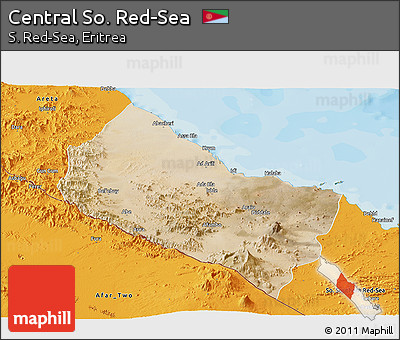 Satellite Panoramic Map of Central So. Red-Sea, political outside