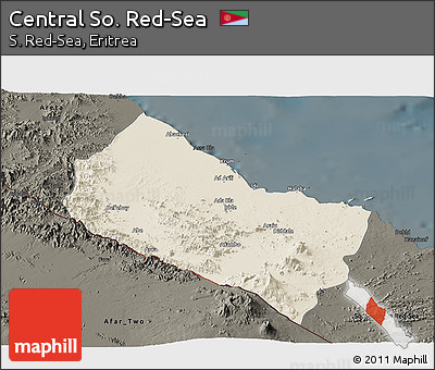 Shaded Relief Panoramic Map of Central So. Red-Sea, darken