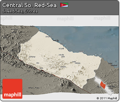 Shaded Relief Panoramic Map of Central So. Red-Sea, darken