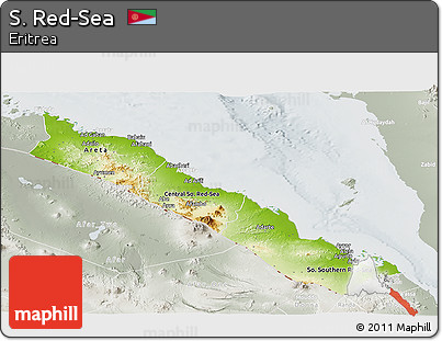 Physical Panoramic Map of S. Red-Sea, lighten, semi-desaturated