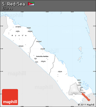 Silver Style Simple Map of S. Red-Sea, single color outside