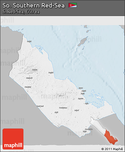Gray 3D Map of So. Southern Red-Sea, single color outside