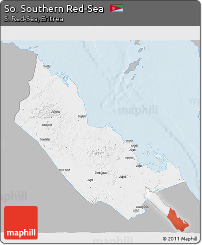 Gray 3D Map of So. Southern Red-Sea, single color outside