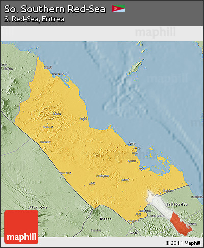 Savanna Style 3D Map of So. Southern Red-Sea
