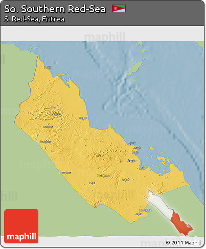 Savanna Style 3D Map of So. Southern Red-Sea, single color outside