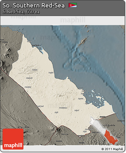 Shaded Relief 3D Map of So. Southern Red-Sea, darken