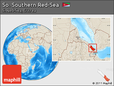 Shaded Relief Location Map of So. Southern Red-Sea, within the entire country