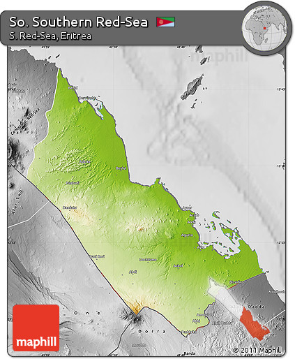 Physical Map of So. Southern Red-Sea, desaturated