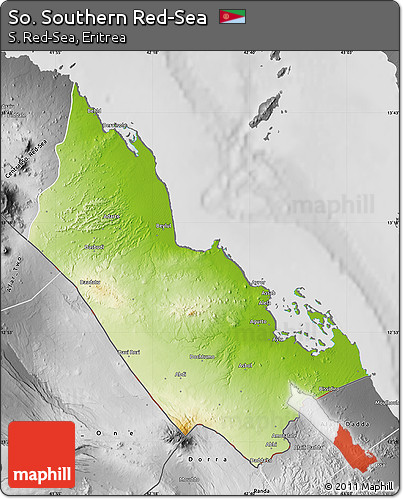 Physical Map of So. Southern Red-Sea, desaturated