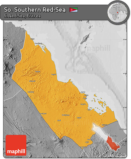 Political Map of So. Southern Red-Sea, desaturated