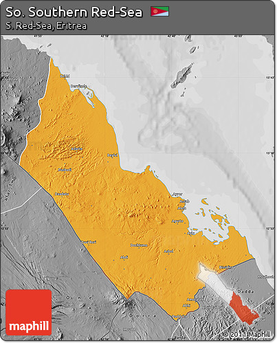 Political Map of So. Southern Red-Sea, desaturated
