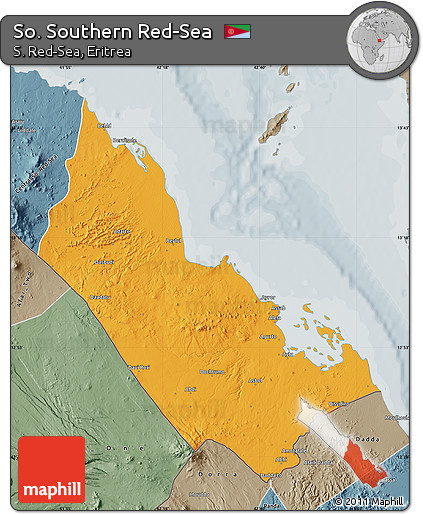 Political Map of So. Southern Red-Sea, semi-desaturated