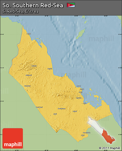 Savanna Style Map of So. Southern Red-Sea, single color outside