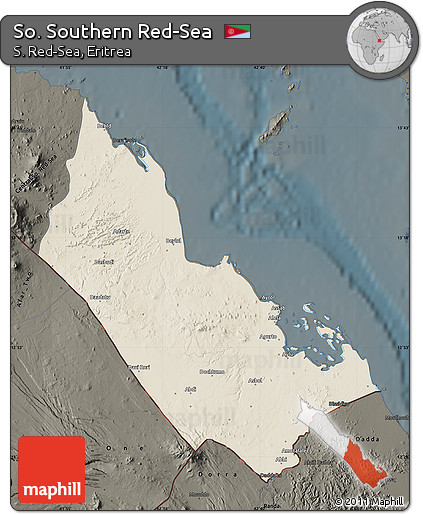 Shaded Relief Map of So. Southern Red-Sea, darken