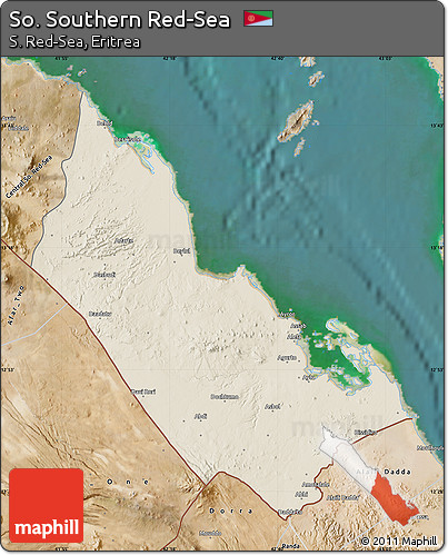Shaded Relief Map of So. Southern Red-Sea, satellite outside