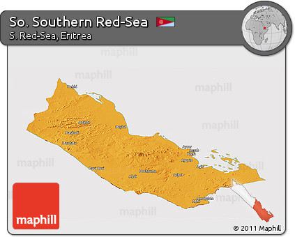 Political Panoramic Map of So. Southern Red-Sea, cropped outside