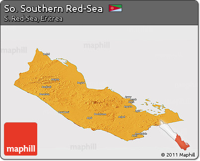 Political Panoramic Map of So. Southern Red-Sea, cropped outside