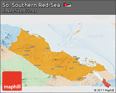 Political Panoramic Map of So. Southern Red-Sea, lighten