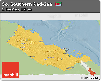 Savanna Style Panoramic Map of So. Southern Red-Sea, single color outside