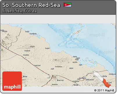Shaded Relief Panoramic Map of So. Southern Red-Sea