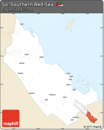 Classic Style Simple Map of So. Southern Red-Sea, single color outside