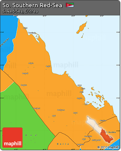 Political Simple Map of So. Southern Red-Sea