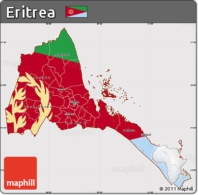 Flag Simple Map of Eritrea, flag centered