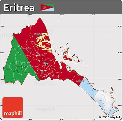 Flag Simple Map of Eritrea, flag rotated
