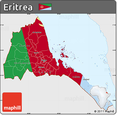 Flag Simple Map of Eritrea, single color outside, flag aligned to the middle